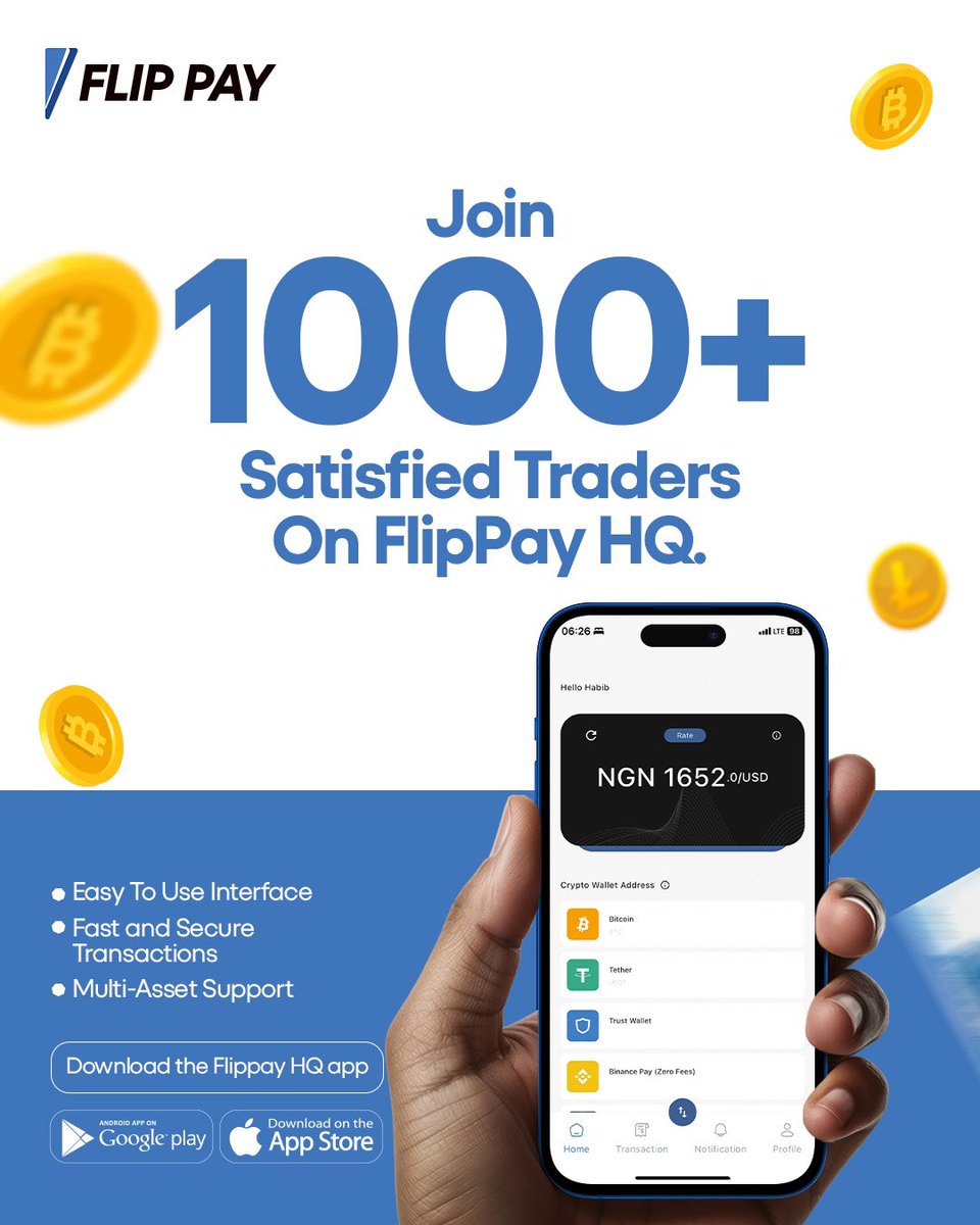 New week, new moves! 💪🏾💸 Don’t let your crypto just sit – cash it out to Naira and start the week strong! Quick, easy, and ready for whatever Monday brings. 
Join 1000+ amazing customers on FlippayHQ #CryptoToNaira #MondayMotivation #StartStrong #WeeklyGoals
