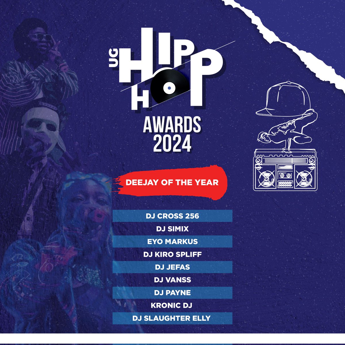 officialughha's tweet photo. Ensuring the Decks run with Ugandan Hip Hop, cheers!
β Deejay of the Year β
Nominees:
@Djcross256
@djSimixug
Eyo Markus
@djkiro_spliff
DJ Jefas
@djvanss_
@djpaynekeelah
kronic_dj
@djslaughterelly
β«π‘π΄
#UGHipHopAwards2024Nominees
#UGHipHopAwards2024
https://t.co/TSTyMsa5kD https://t.co/znD3qNLJHI