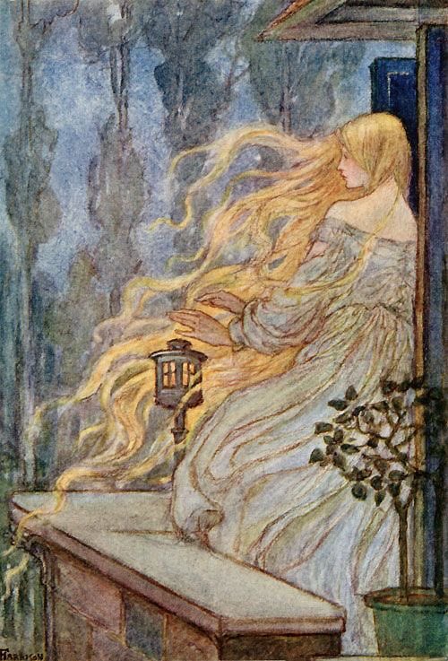 Emma Florence Harrison (1877-1955) 
Apparently her style was influenced by 
Pre Raphaelites Rossetti and Burn Jones. Indeed she illustrated some of  Christina Rossetti’s’ poems.  This is beautiful.  She had studied at the Glasgow School of Arts