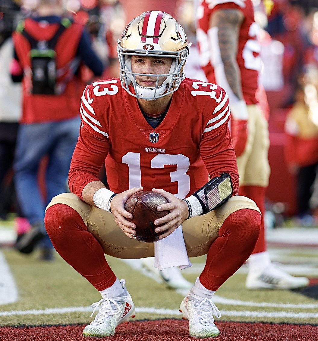Coach_Yac's tweet photo. Brock Purdy when blitzed by Tampa Bay:

• 18-22 (1 of the 4 incompletions was a drop)
• 274 yards passing
• 15 first downs 
• 2 touchdowns
• 0 interceptions 
• 148.9 passer rating https://t.co/1UPZBqGTls