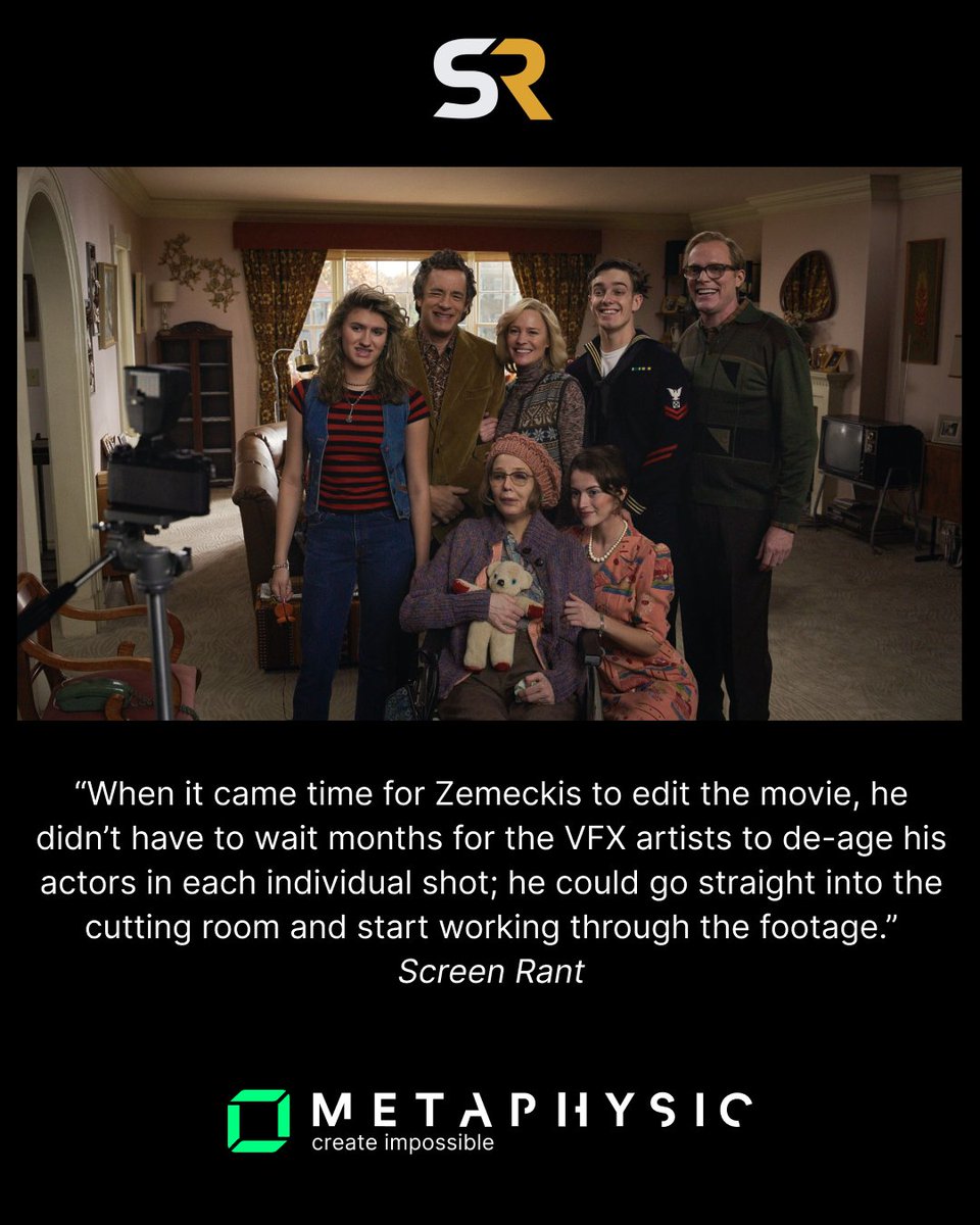 From set to screen, uninterrupted.

With Metaphysic, Zemeckis dove straight into editing—no waiting for de-aging, just pure cinematic freedom, with actors driving the human touch.

#HEREMovie #Hollywood #Metaphysic #AI