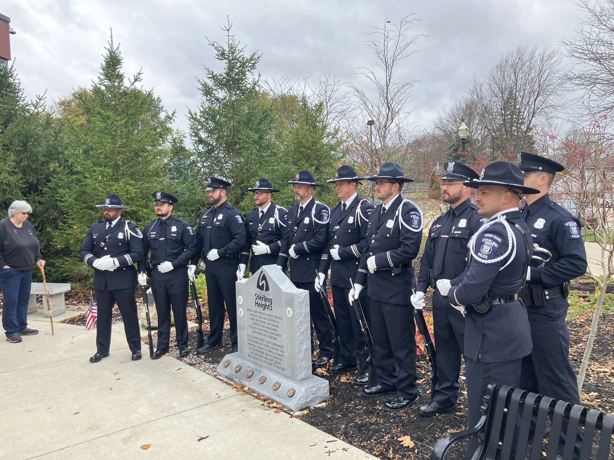 Sterling Heights Honor Guard at the unveiling of the Gulf War memorial during Sterling Heights Veterans Day remembrance.