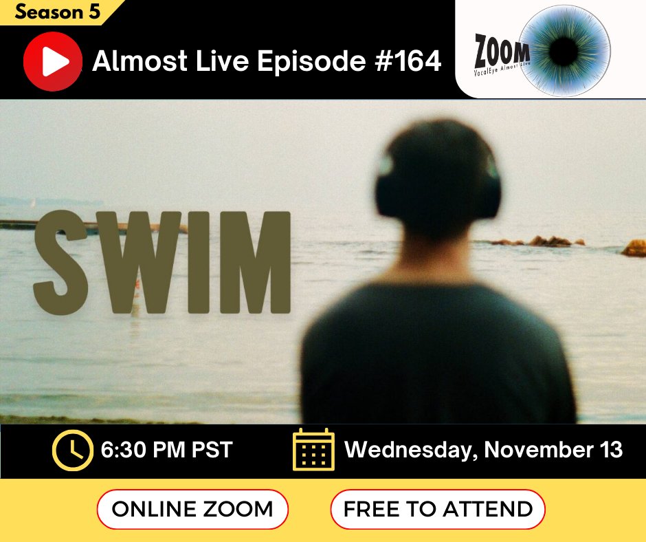 🧿))) Join the #AlmostLive online community! This week experience “Swim”, a meditative audio journey that imagines the physical, mental and spiritual tolls of displacement. Host Amy Amantea will be joined by creators Jivesh Parasram and Tom Arthur Davis. vocaleye.ca/events/zoom-16…