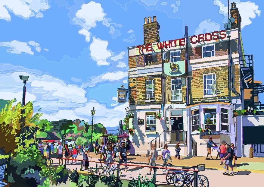 What a cracking sketch of our beloved pub from <a href="/tomartacus/">Tomartacus</a> ✍️🎨👨‍🎨

Come down &amp; see the Cross for real in all its glory ☀️🍻

#youngspubs #pubsoflondon #publife #pubthatfloods