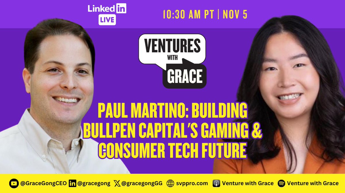 Grace Gong (@gracegonggg) on Twitter photo Listen to my conversation with <a href="/ahpah/">Paul Martino</a> from <a href="/bullpencap/">Bullpen Capital</a> on
Apple: bit.ly/4bTCwpD
Youtube: bit.ly/3uXthnv
Spotify: open.spotify.com/show/2izE5iSow…
#vc #startup Listen to my conversation with <a href="/ahpah/">Paul Martino</a> from <a href="/bullpencap/">Bullpen Capital</a> on
Apple: bit.ly/4bTCwpD
Youtube: bit.ly/3uXthnv
Spotify: open.spotify.com/show/2izE5iSow…
#vc #startup