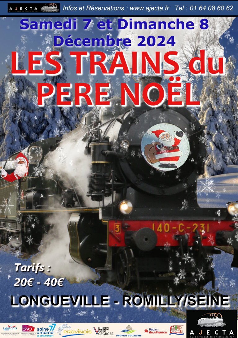 ajecta_asso's tweet image. Nos prochains trains : le 7 et 8 décembre pour un voyage avec le père Noël.
Informations et réservation : ajecta.fr/?page_id=6817
