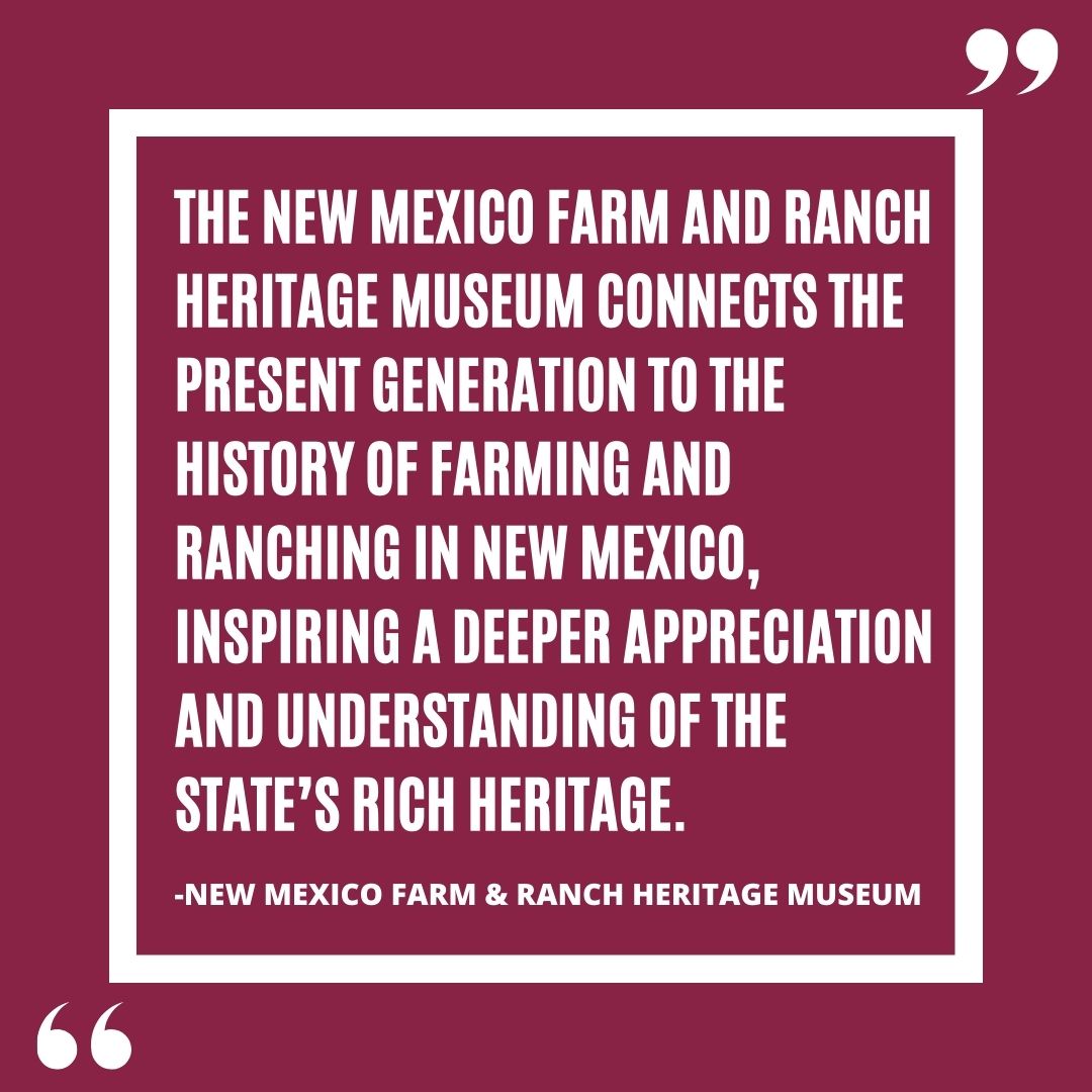 🌾 Discover New Mexico’s rich agricultural history with Farm and Ranch Heritage Museum at the Philanthropy Fair! 🌄

#PhilanthropyFair #NewMexicoHeritage #FarmAndRanchHistory #CommunityConnection