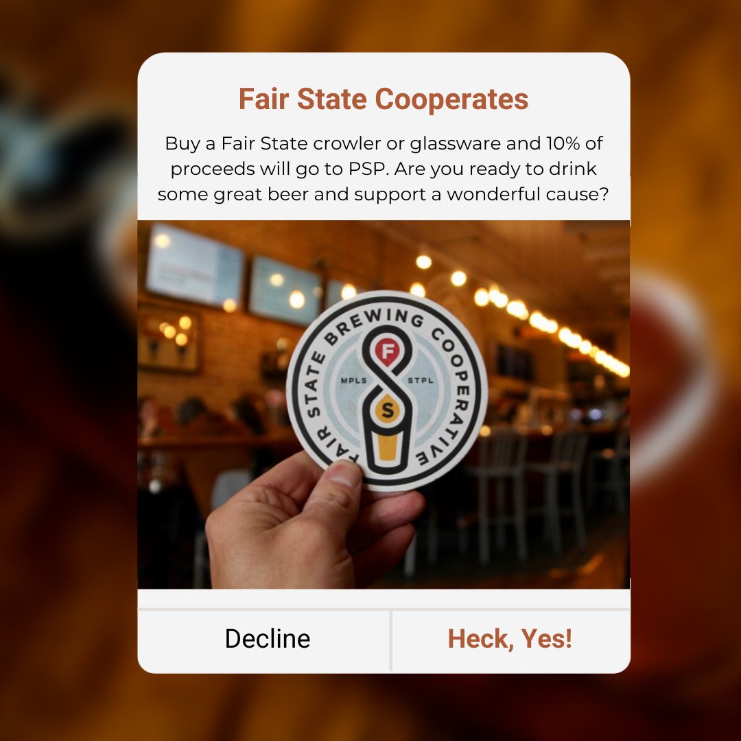 PeopleServingPeople (@p_s_p) on Twitter photo Whoβs ready to drink some great beer in support of strong families? π From now through the end of December, 10% of all crowler or glassware purchases from <a href="/FairStateCoop/">Fair State Co-op</a> will be donated to PSP. Thank you, Fair State, for partnering with us! Whoβs ready to drink some great beer in support of strong families? π From now through the end of December, 10% of all crowler or glassware purchases from <a href="/FairStateCoop/">Fair State Co-op</a> will be donated to PSP. Thank you, Fair State, for partnering with us!