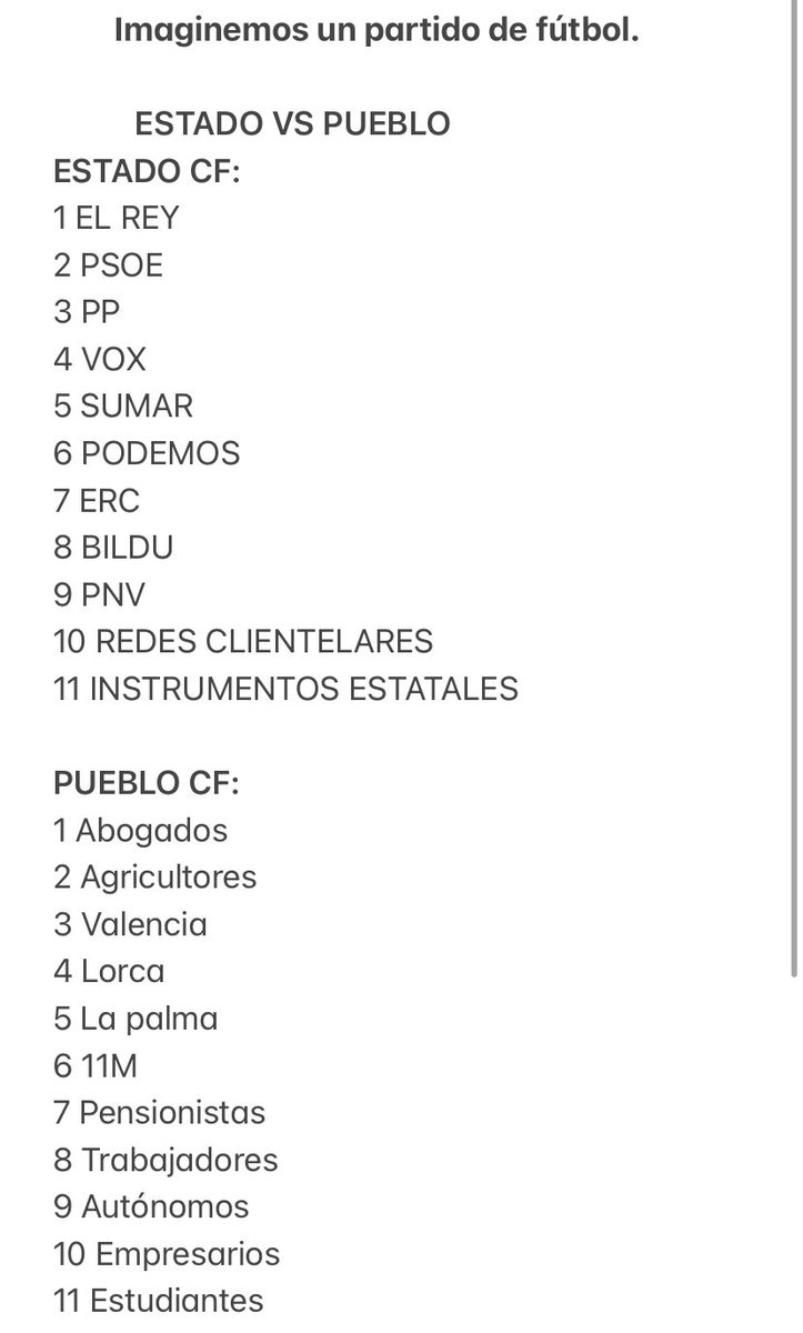 carliyobarrera's tweet image. Que opinas @gisbert_ruben ??  Crees que el pueblo ganaríamos el partido por goleada si nos uniésemos todos??
