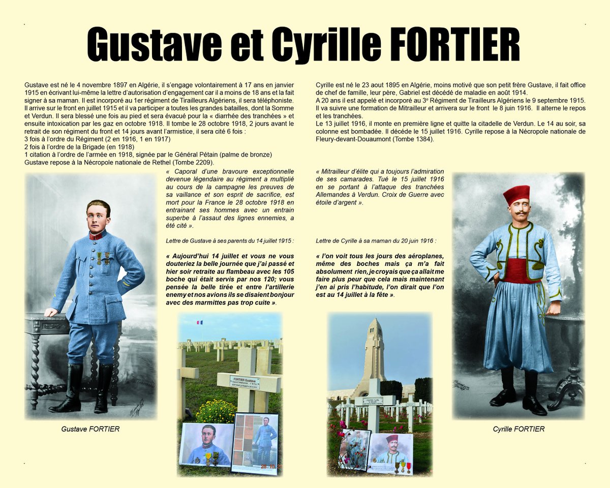 #1J1P Gustave 1er Tirailleurs et Cyrille 3eme Tirailleurs Morts pour la France.