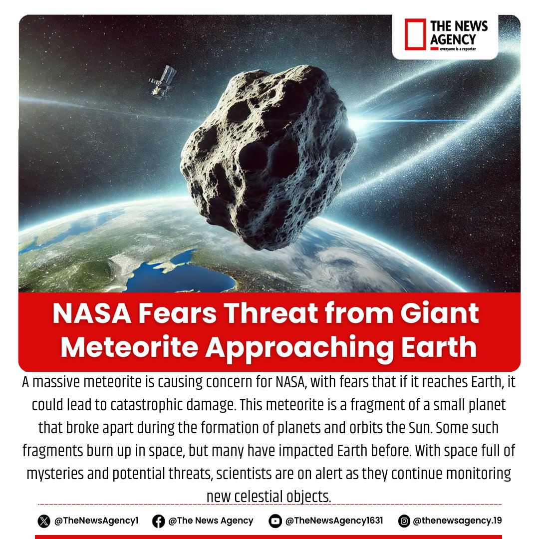 TheNewsAgency1's tweet photo. #NASAAlert #MeteoriteThreat #SpaceMysteries #AsteroidImpact #PlanetaryDefense #EarthSafety #CosmicThreat #SpaceResearch #AsteroidAlert #NASAUpdate #NearEarthObject #SpaceExploration #AsteroidWarning #CelestialEvents @NASA https://t.co/ZiQXNSKt1K