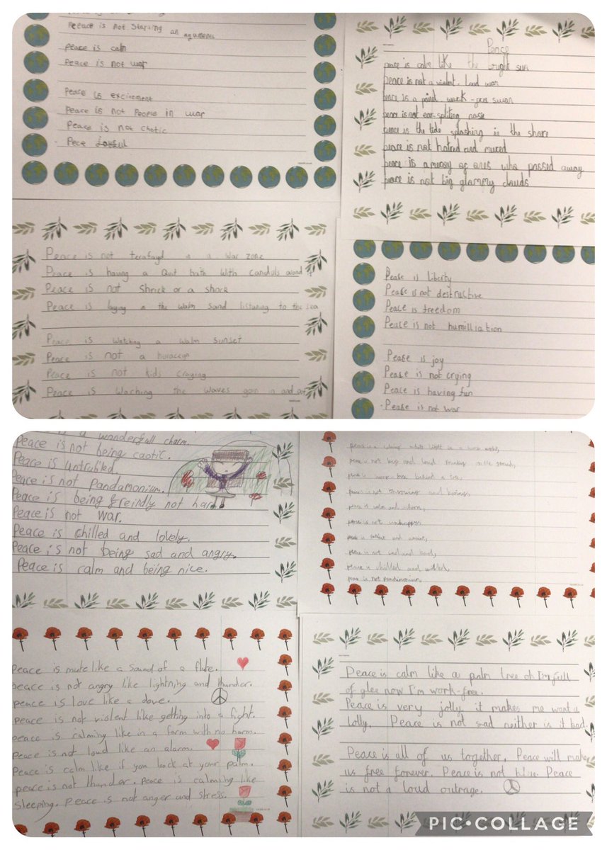 We are taking part in an <a href="/TrustVictorious/">Victorious Academies Trust</a> poetry project <a href="/Inspire_Ashton/">Inspire Academy</a> in <a href="/_InspireEnglish/">Inspire English</a>. We discussed what peace means to us, drew pictures, looked at existing poetry, made a plan and have just completed our poems. The children have written with such thought &amp; creativity