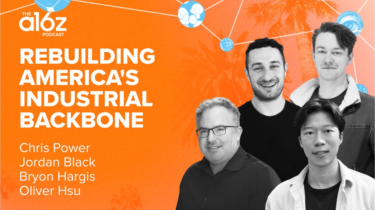 My live conversation with <a href="/2112Power/">Chris Power</a>, <a href="/jordan__black/">Jordan Black</a>, and <a href="/hargsb/">Bryon Hargis</a> on building in manufacturing.

We discuss:
- financialization, talent, &amp; culture
- regulation &amp; process
- vertical integration
- the role of software
- org building &amp; scale

Now on the <a href="/a16z/">a16z</a> podcast. Links 👇