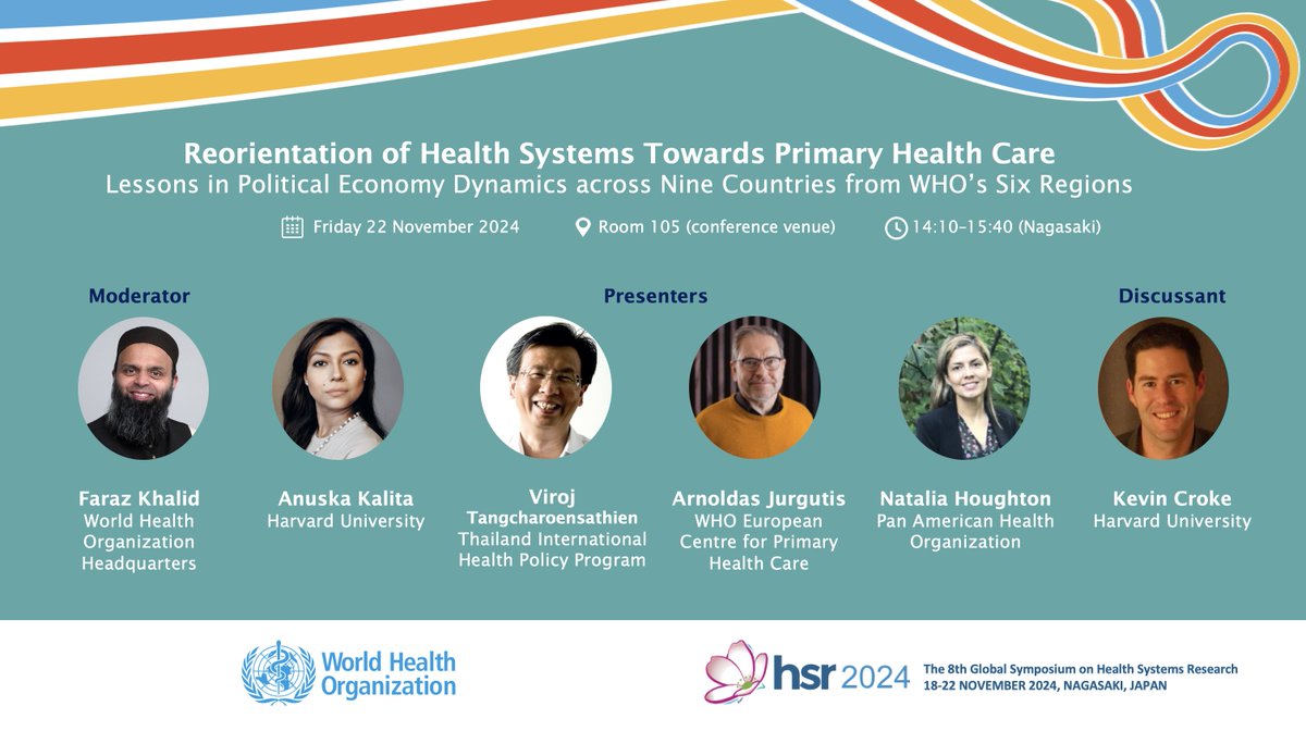🚦 Politics of Primary Health Care Orientation 

Join us in the Organized Session on 'Reorientation of Health Systems Towards Primary Health Care: Lessons in Political Economy Dynamics across Nine Countries from WHO’s Six Regions' in #HSR2024 in Nagasaki on November 22