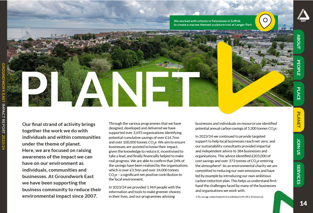 Our 2023/2024 Impact Report is now live 🎉

This document showcases what we have achieved in the past year and demonstrates the positive effect our actions have had across the East of England on people, places and the planet 🌎

Read the full report here: bit.ly/3CkBkOB