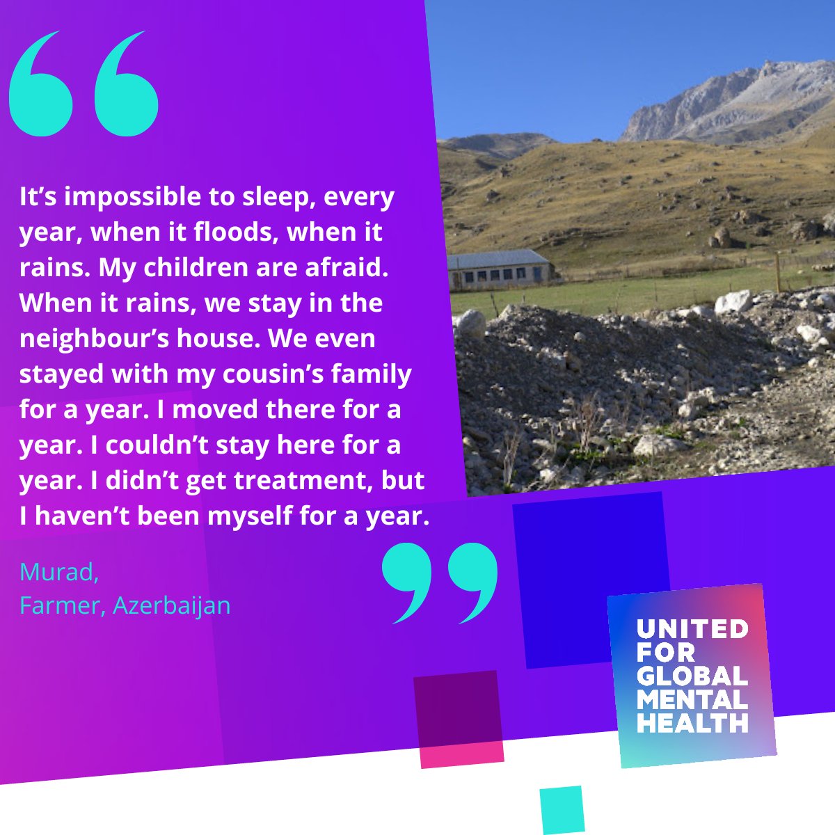 Murad’s life was upended by a flood, impacting his mental health &amp; psychosocial wellbeing. His story shows the hidden toll of climate change on mental health.

Read more:bit.ly/4fklZwg

At #COP29, let’s advocate for mental health to be integrated across climate policies.