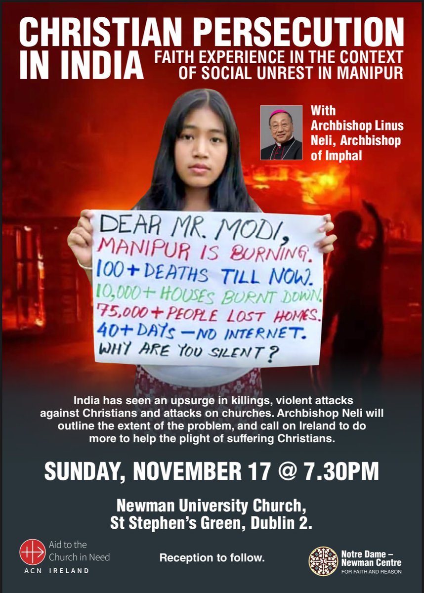 Aid To The Church In Need (@ireland_acn) on Twitter photo Just under a week until this important event on violence and persecution of Christians in India as part of the <a href="/ireland_acn/">Aid To The Church In Need</a> Week of Witness - please make the time to come along, if you can. Just under a week until this important event on violence and persecution of Christians in India as part of the <a href="/ireland_acn/">Aid To The Church In Need</a> Week of Witness - please make the time to come along, if you can.