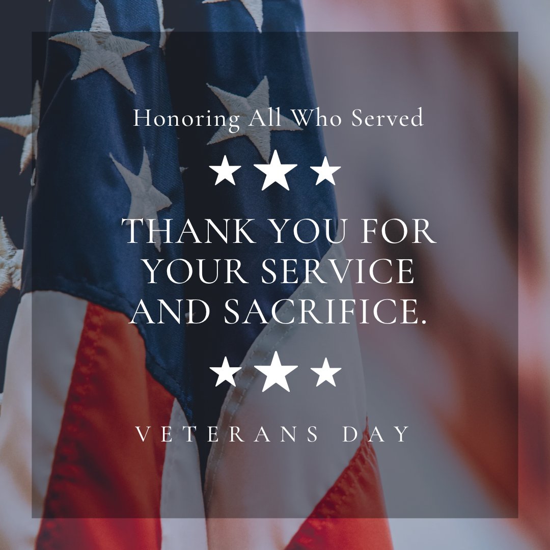 This #VeteransDay, we honor the brave men and women who have selflessly served our country. Thank you for your courage, dedication, and sacrifice. Today and always, we are grateful. 🇺🇸

#VeteransDay2024 #USVeterans