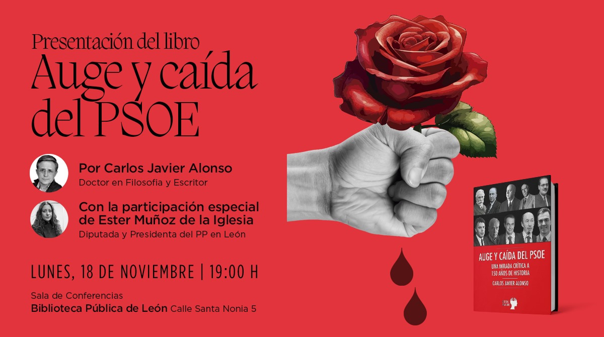 Un ensayo histórico en donde el Doctor en filosofía y escritor Carlos Javier Alonso nos da a conocer la trayectoria de este partido político. Presentación en <a href="/BibliotecaLeon/">Biblioteca de León</a> <a href="/jcyl/">Junta de Castilla y León</a>, 18 de Noviembre a las 19,00h
#psoe #socialismo #ensayo 
El libro en:
digitalreasons.es/producto/auge-…