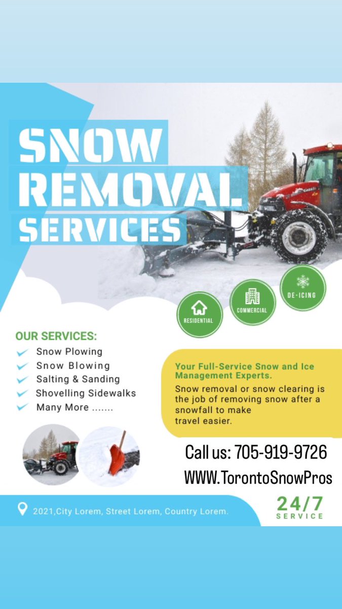 🚫 No snow buildup, no hassle! 🚫 

Trust Toronto Snow Pros for 24/7 on the clock reliable snow removal. If it’s snowing we’re plowing.❄️

📲 Book your spot now to get your quote! 705-919-9726

🌐 torontosnowpros.ca