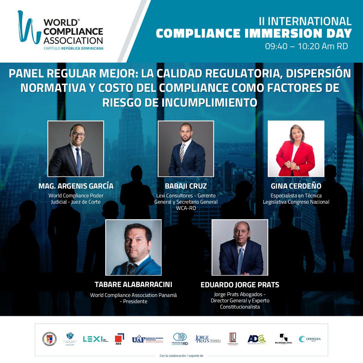 Este 21 de noviembre un panel de lujo en el International Compliance Immersion Day🇩🇴 Realidades regulatorias desde distintas perspectivas y buenas prácticas junto a reconocidos juristas <a href="/EdJorgePrats/">Eduardo Jorge Prats</a> <a href="/babajicruz/">Babaji Cruz Peñaló</a>  Argenis García, Gina Cedeño. 
Más Inf👇

shorturl.at/Ei4Tv