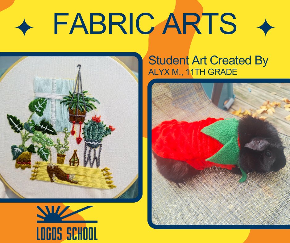 Logos_StLouis's tweet image. The Logos Fabric Arts elective class encompass a variety of creative practices that involve working with textiles and fabrics. This includes techniques like weaving, quilting, sewing, embroidery, knitting, and crocheting. #LogosSchool #FabricArts #PracticalArt