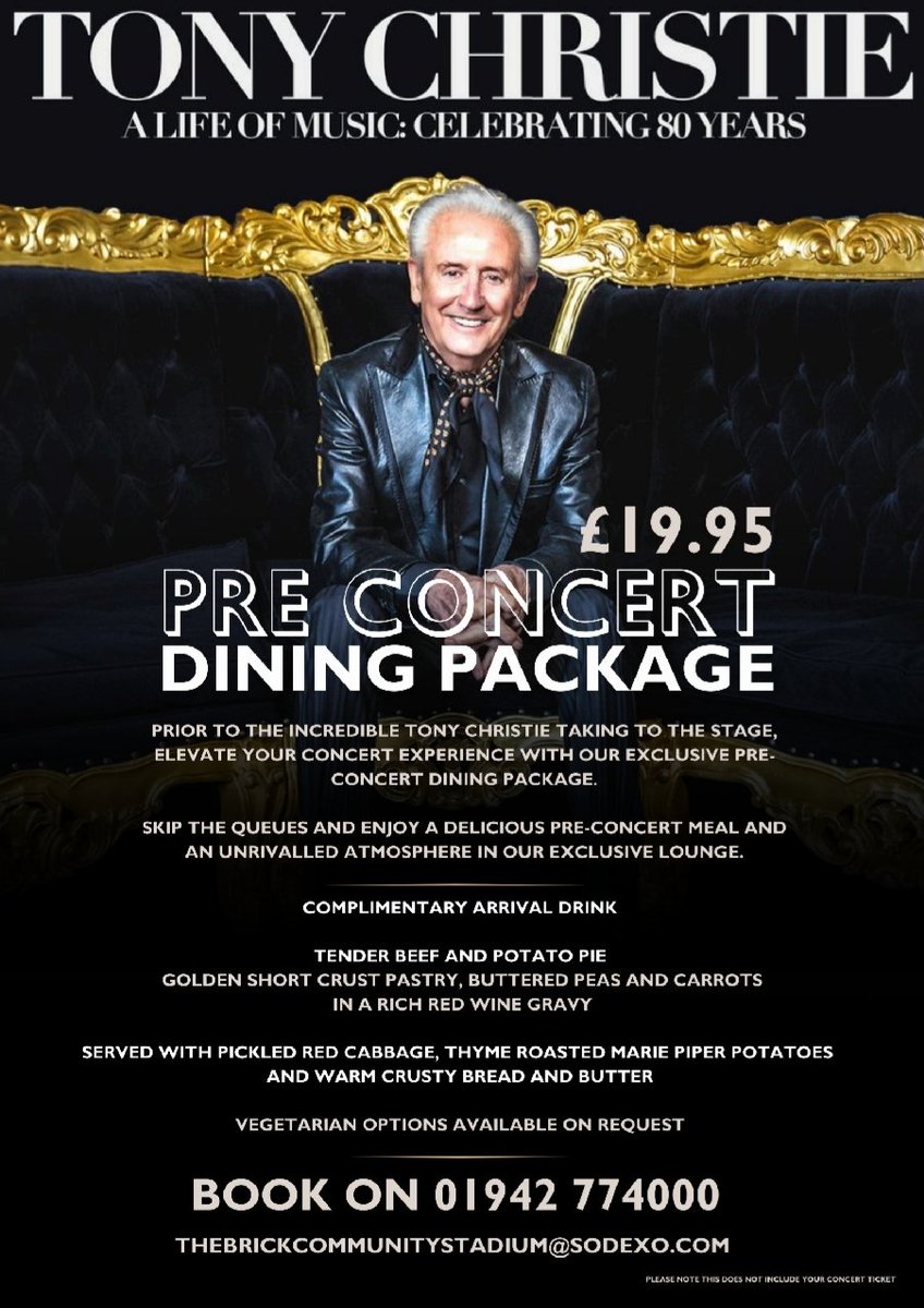 Leisuretec (UK) Ltd (@leisuretecuk) on Twitter photo Tony Christie will be performing his last show for 2024 <a href="/WiganStadium/">The Brick Community Stadium</a> on 23 November 2024
Grab your tickets to see <a href="/TheTonyChristie/">Tony Christie</a> and his band
Pre show dining is also available by contacting the stadium sales office on 01942 774000
@WiganTours <a href="/WigToday/">WiganToday</a> <a href="/WiganCouncil/">Wigan Council</a> Tony Christie will be performing his last show for 2024 <a href="/WiganStadium/">The Brick Community Stadium</a> on 23 November 2024
Grab your tickets to see <a href="/TheTonyChristie/">Tony Christie</a> and his band
Pre show dining is also available by contacting the stadium sales office on 01942 774000
@WiganTours <a href="/WigToday/">WiganToday</a> <a href="/WiganCouncil/">Wigan Council</a>