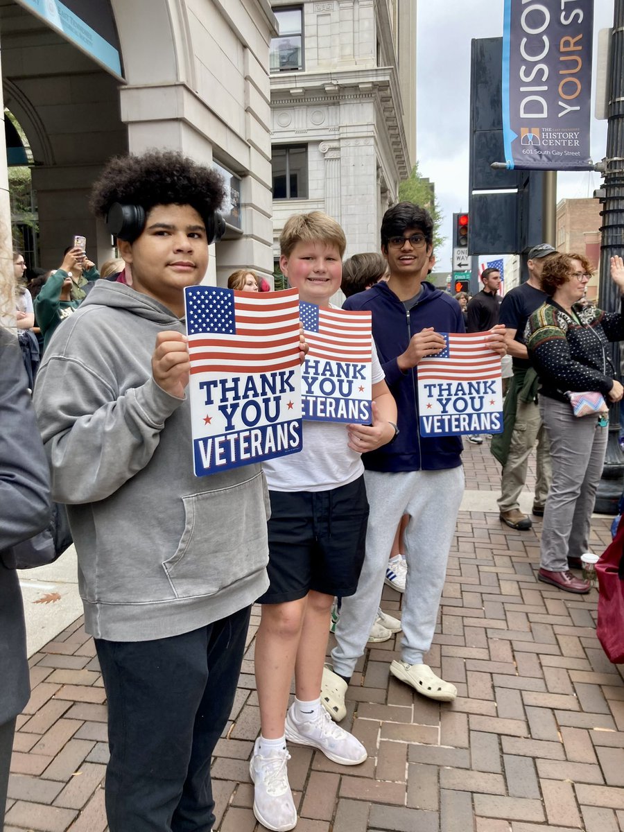 Today we carried on our annual tradition of honoring our military veterans by taking our entire school to observe the Knoxville Veterans Day Parade. Thank you to all of our nations veterans for your service and for fighting for our freedoms!