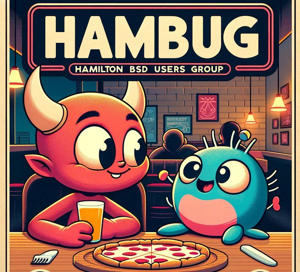hambug_ca's tweet image. The Hamilton BSD User Group is meeting online again this month. Join us tomorrow night (Nov 12th) at 6:30PM EDT at meet.jit.si/hambug for open discussion on #FreeBSD #OpenZFS #OpenBSD #NetBSD, #bhyve #jails and more.