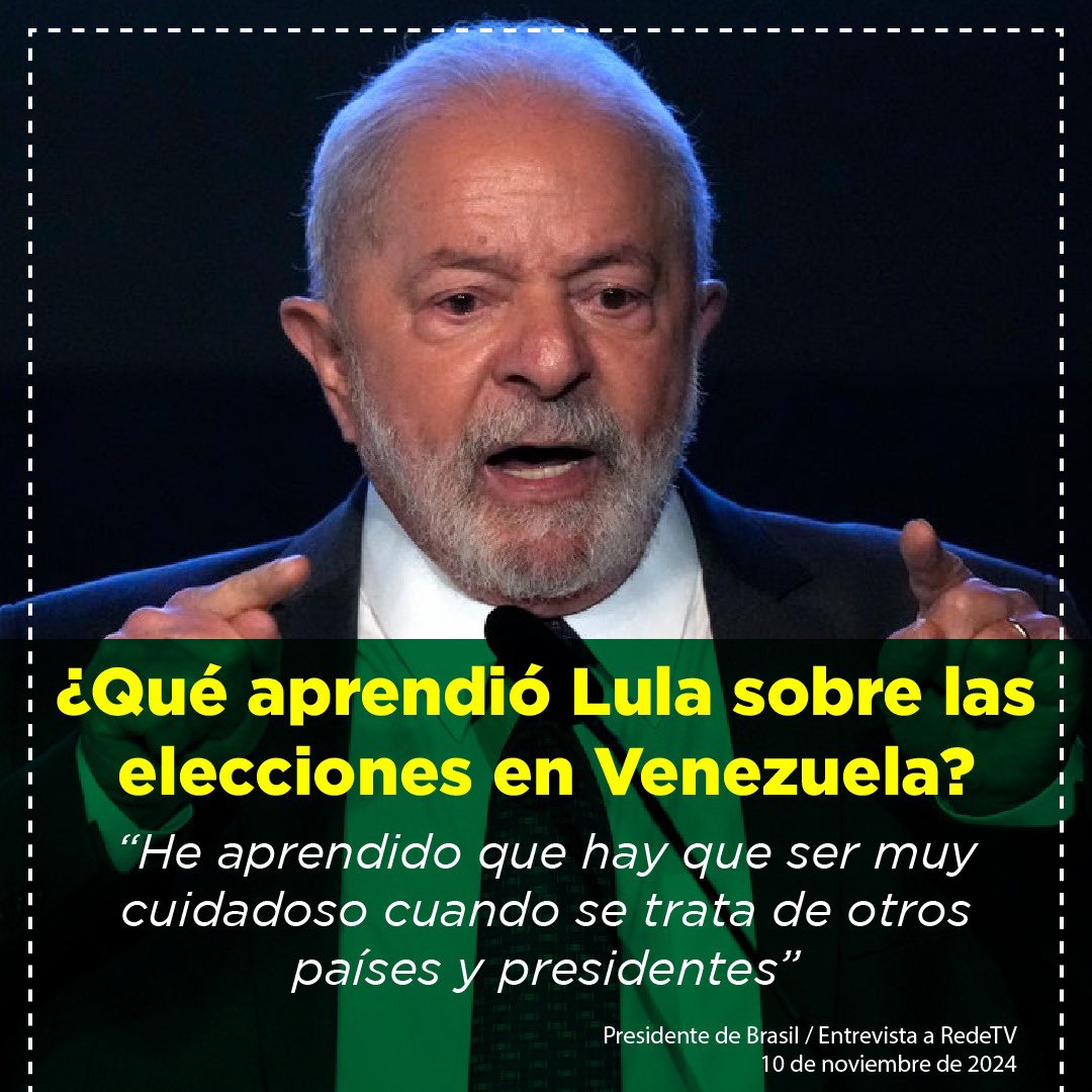 Lula rompió el silencio sobre Venezuela y dejó con los crespos hechos a la ultra derecha. 

Tal como dijo el presidente <a href="/NicolasMaduro/">Nicolás Maduro</a>, hay que esperar que Lula hable.