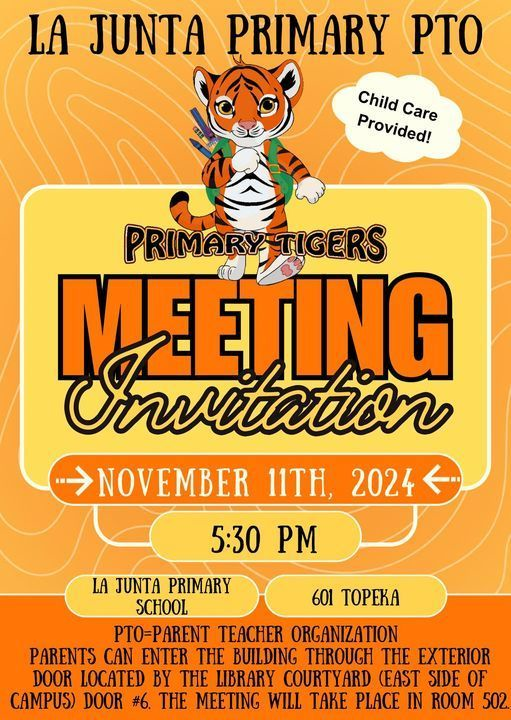 LJPS PTO Meeting Tonight at 5:30PM. See you there!