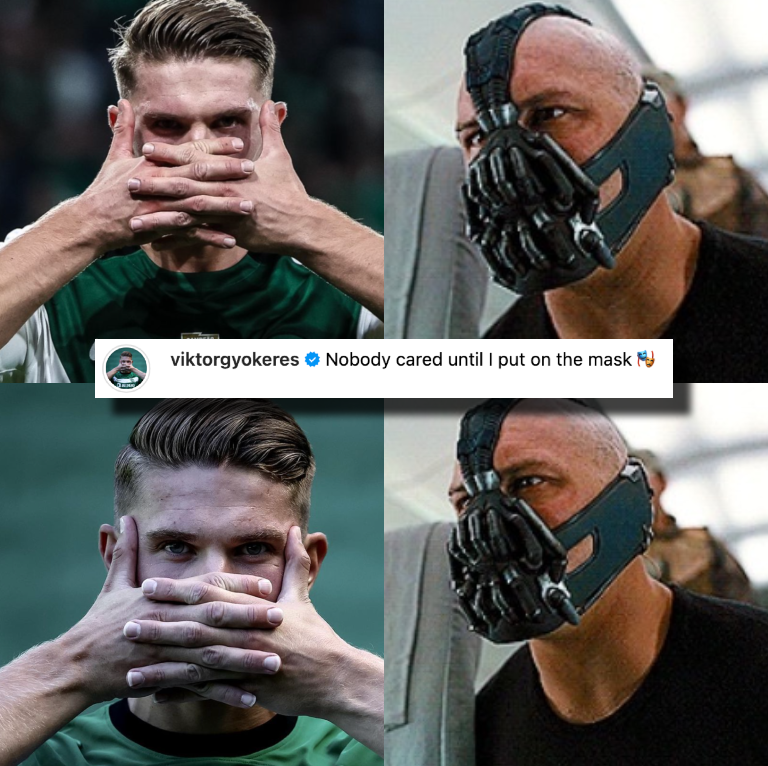 "A nadie le importó quién era hasta que me puse la máscara". El festejo de Viktor Gyökeres inspirado en Bane. ICÓNICO.