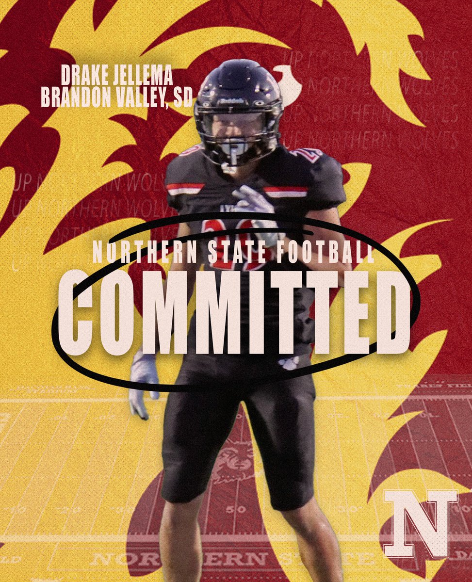 Drake Jellema (@drakejellema) on Twitter photo I'm excited to be committing to Northern State University! Thank you to everyone who has helped me along the way! <a href="/NSUWolves_FB/">Northern State Football🐺 🏈</a> <a href="/CoachGlas05/">Jason Glasco</a> <a href="/NSUCoachSchmidt/">Mike Schmidt</a> I'm excited to be committing to Northern State University! Thank you to everyone who has helped me along the way! <a href="/NSUWolves_FB/">Northern State Football🐺 🏈</a> <a href="/CoachGlas05/">Jason Glasco</a> <a href="/NSUCoachSchmidt/">Mike Schmidt</a>
