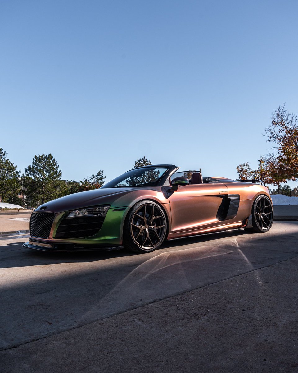 SpeedEFX's tweet photo. This gated manial Audi R8 V10 left the shop with a new color! Oracal Avocado is the name of the color https://t.co/Dc7j667308