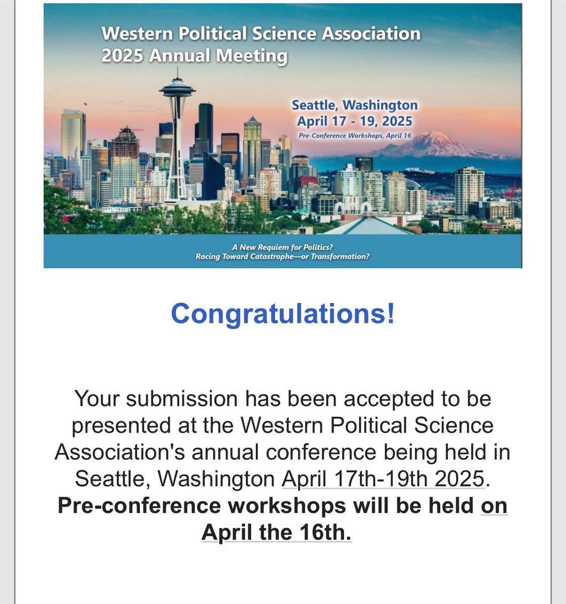 Matthew Dempsey (@matthewcdempsey) on Twitter photo I’m excited to present the results of my latest experiment, titled “Latina/o Rights and Public Perceptions of Judicial Bias” at the <a href="/theWPSA/">Western Political Science Association - #WPSA23</a> next year! #LatinoPolitics #JudicialPolitics I’m excited to present the results of my latest experiment, titled “Latina/o Rights and Public Perceptions of Judicial Bias” at the <a href="/theWPSA/">Western Political Science Association - #WPSA23</a> next year! #LatinoPolitics #JudicialPolitics