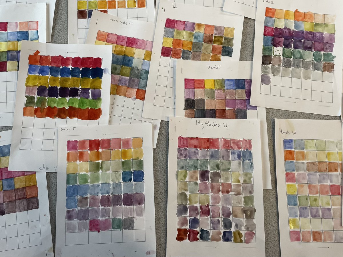 Impressed with the results from the first session introducing colour mixing to my Yr7 using watercolour and three primary colours.