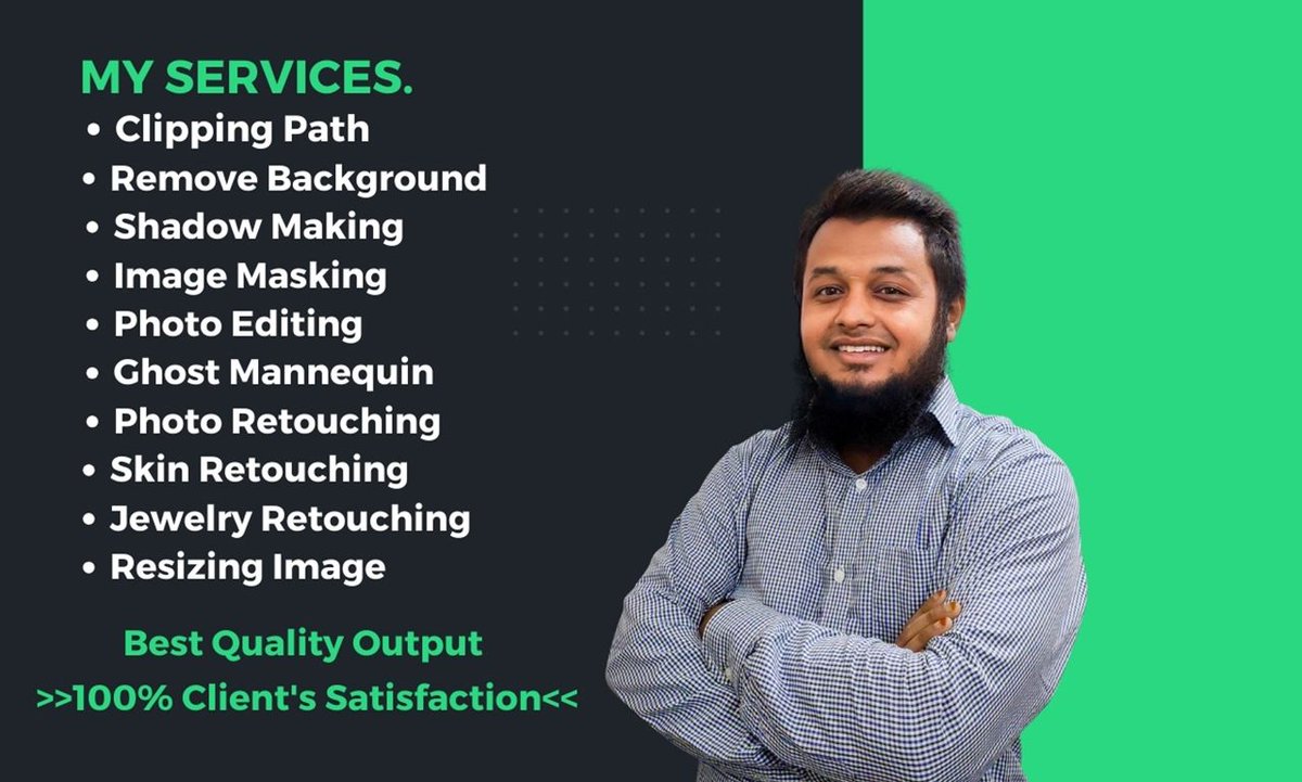 TarequrD's tweet image. Welcome, I'm a Graphic Designer and Photoshop Expert. I have many years experience more in Photoshop Editing with a wide variety of services that are to fulfill your requirements. 
shorturl.at/RkWC1
#clippingpath #clippingpaths  #backgroundremove #photoediting .