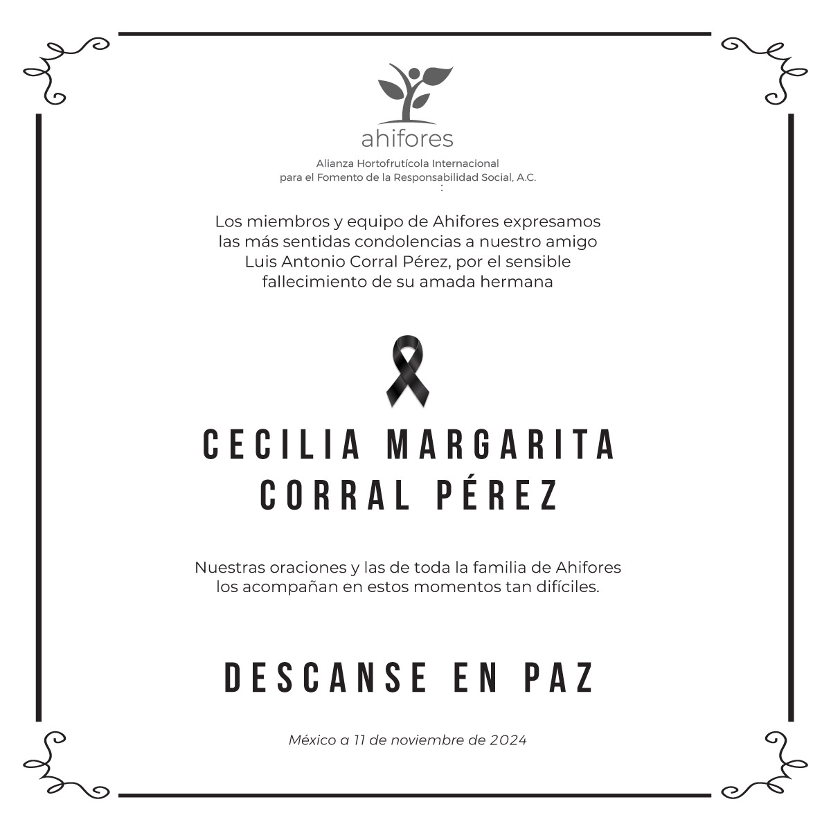 🖤 🙏 Lamentamos la sensible pérdida y nos sumamos al 🛐 dolor de la familia Corral Pérez por el sensible fallecimiento de ✝️Cecilia Margarita Corral Pérez🌹.
<a href="/GpoLaNortenita/">Grupo La Norteñita</a>