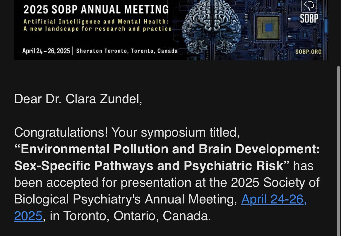 Dr. Clara G. Zundel 🧠(@clarazundel) on Twitter photo SO. VERY. EXCITED! Thrilled to co-chair with <a href="/hertinglab/">USC Herting NeuroImaging Lab</a> and share all the exciting, impactful work emerging in environmental psychiatry! Panelists include <a href="/MarSobolewski/">marissa sobolewski</a>, @CarolineJWSmith and <a href="/SaintAmourDave1/">Saint-Amour, Dave</a>! Can’t wait for the discussions ahead!
#SOBP2025 #Neuro #environment SO. VERY. EXCITED! Thrilled to co-chair with <a href="/hertinglab/">USC Herting NeuroImaging Lab</a> and share all the exciting, impactful work emerging in environmental psychiatry! Panelists include <a href="/MarSobolewski/">marissa sobolewski</a>, @CarolineJWSmith and <a href="/SaintAmourDave1/">Saint-Amour, Dave</a>! Can’t wait for the discussions ahead!
#SOBP2025 #Neuro #environment