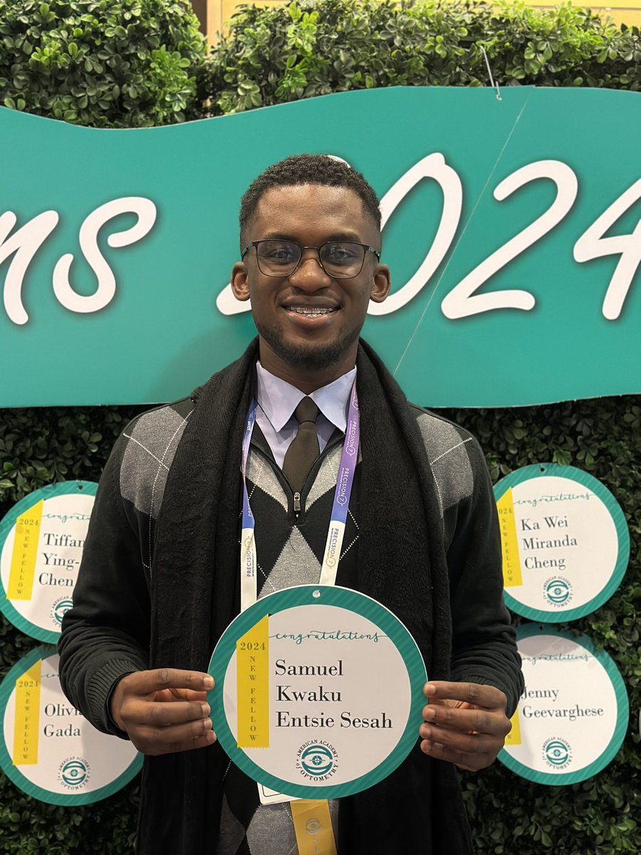 watsuptek's tweet photo. Dr. Samuel Sesah, an alumnus of KNUST and a former SRC President has been named Fellow of the American Academy of Optometry (FAAO).

Congratulations Dr.Sesah🎉

#WatsuptekReport https://t.co/Z5669YSIit
