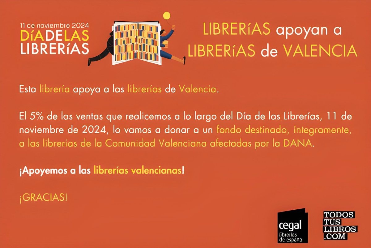 En lo que puedo, desde la distancia... Un granito más por el 
#DiaDeLasLibrerías y su colaboración con #Valencia 

Mientras preparamos el viaje para ayudar un poco más "Un día en mi cabeza" que no sé cuándo empezaré, pero el día de comprarlo... <a href="/SantiBalmesSoy/">Santi Balmes I AM 🌝</a> 

#Gracias