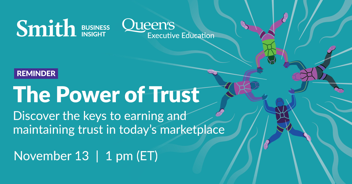 Want to build lasting #trust with your audience? Join us this Wednesday (November 13) at 1 pm for a free #webinar and learn how to foster strong, long-term relationships with your stakeholders.

Register now: smith.queensu.ca/insight/conten…