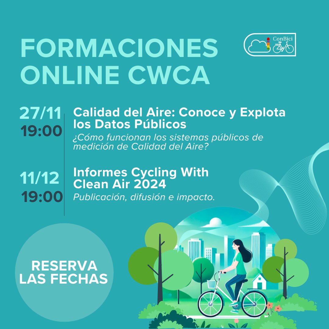 ConBici's tweet photo. Reserva las fechas de las últimas formaciones del año de #ConBici Cycling With Clean Air 🚴‍♀️💨. 

👉 ¡Inscríbete a la primera formación! ⬇️
https://t.co/VWmwi6A0EQ

¡Te esperamos este 27 de noviembre! https://t.co/FD6UT5N6Ze