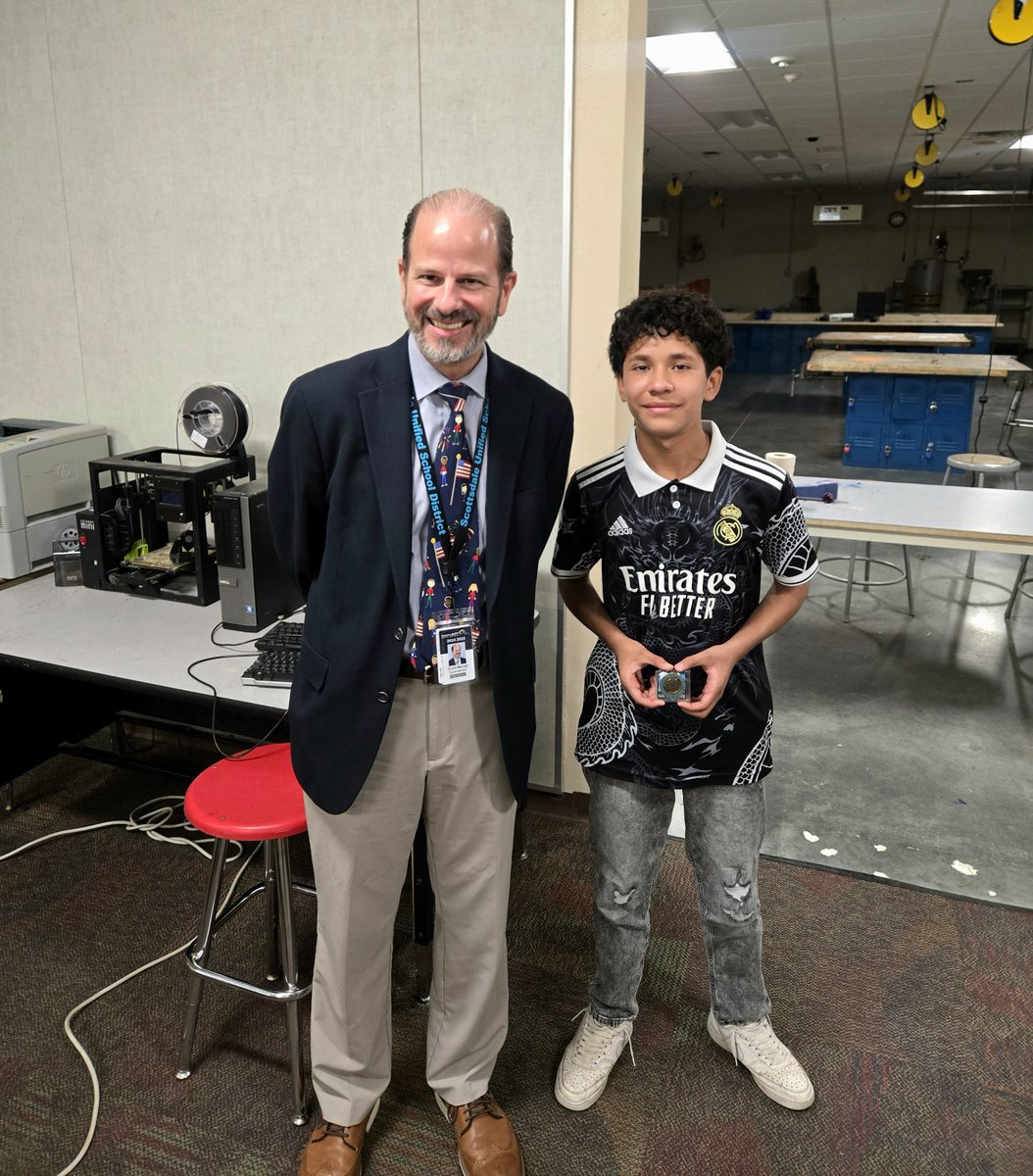 Mohave had a visit from our superintendent, Dr. Menzel. He came to visit Max and congratulate him on winning our Mohave School Pride Essay Contest.