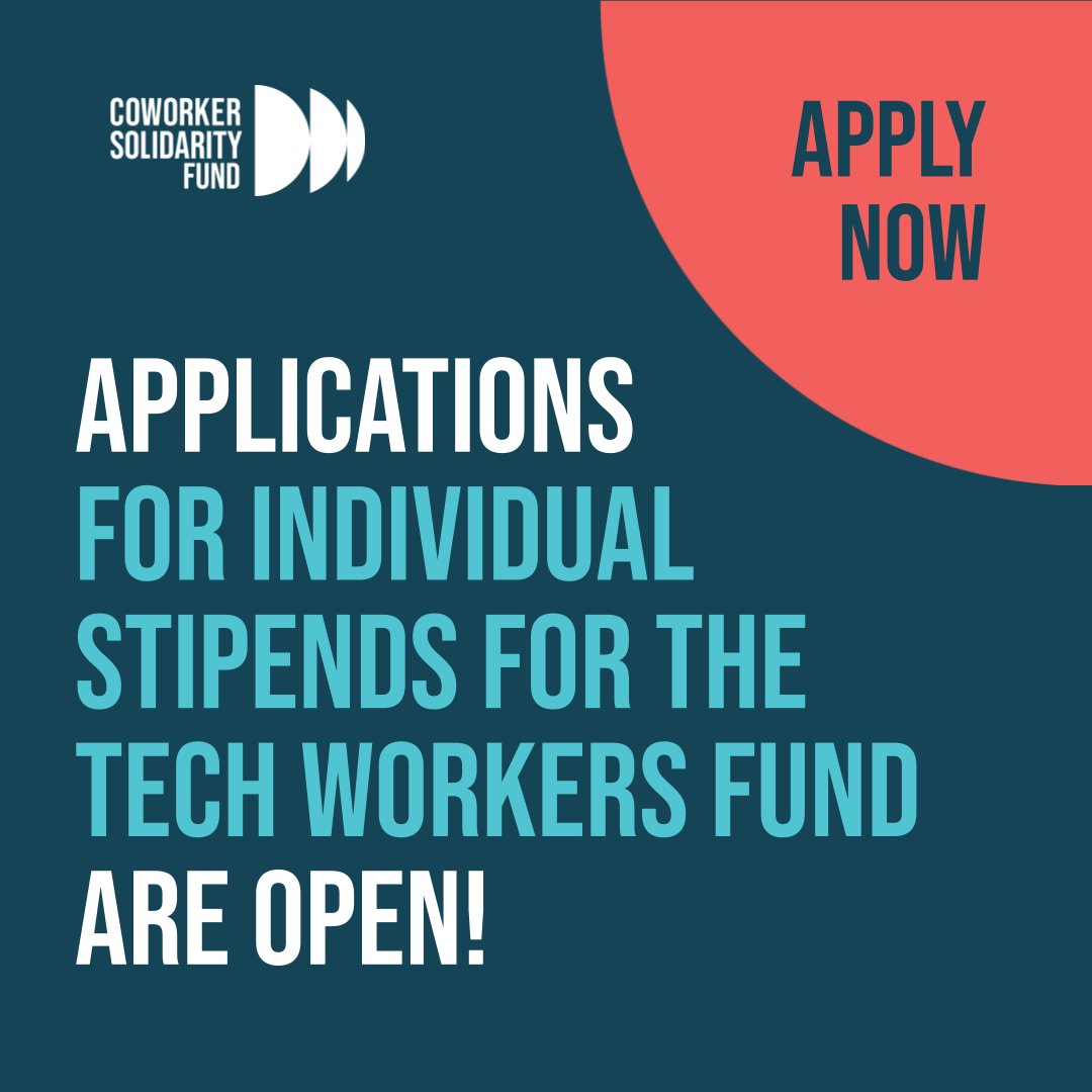 If you are building power with your #coworkers at a tech workplace, you may be eligible for a $2,500 💰stipend. Applications are open, and they go out quickly!
Apply now: coworkerfund.org/.../tech-worke…