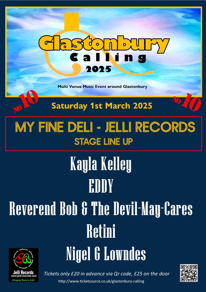 Line up for the Jelli Records Stage at Glastonbury Calling My Fine Deli