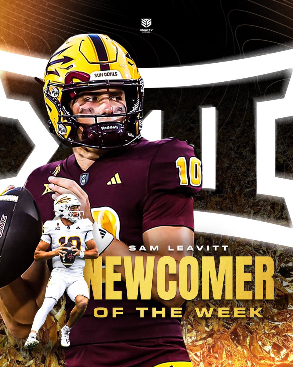 Equity Sports (@equitysports) on Twitter photo Congratulations <a href="/S_leav10/">Sam Leavitt</a> on being named <a href="/Big12Conference/">Big 12 Conference</a> Newcomer of the Week! ππ€ Congratulations <a href="/S_leav10/">Sam Leavitt</a> on being named <a href="/Big12Conference/">Big 12 Conference</a> Newcomer of the Week! ππ€