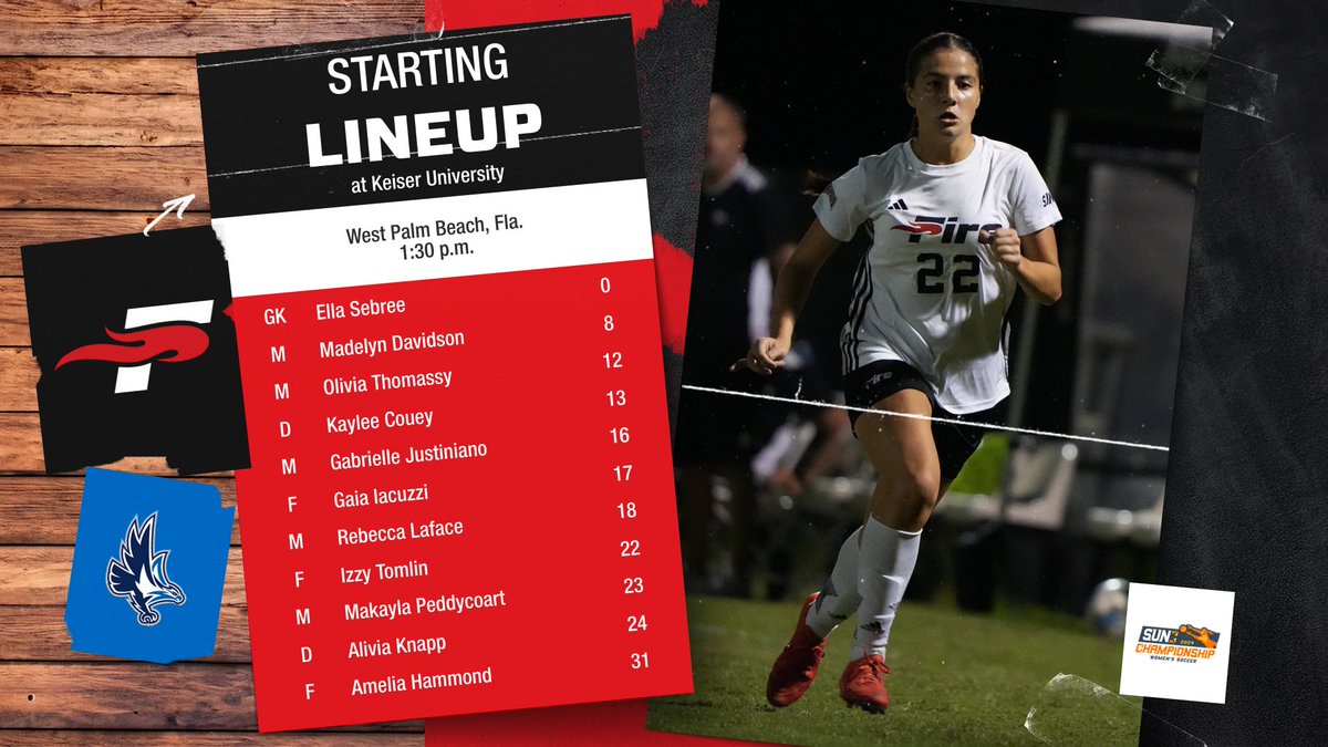 Fire Women's Soccer is underway, taking on the #2 Keiser Seahawks in the Sun Conference Tournament Semifinals!

Here is the starting lineup for the Fire!

#FuelTheFire🔥