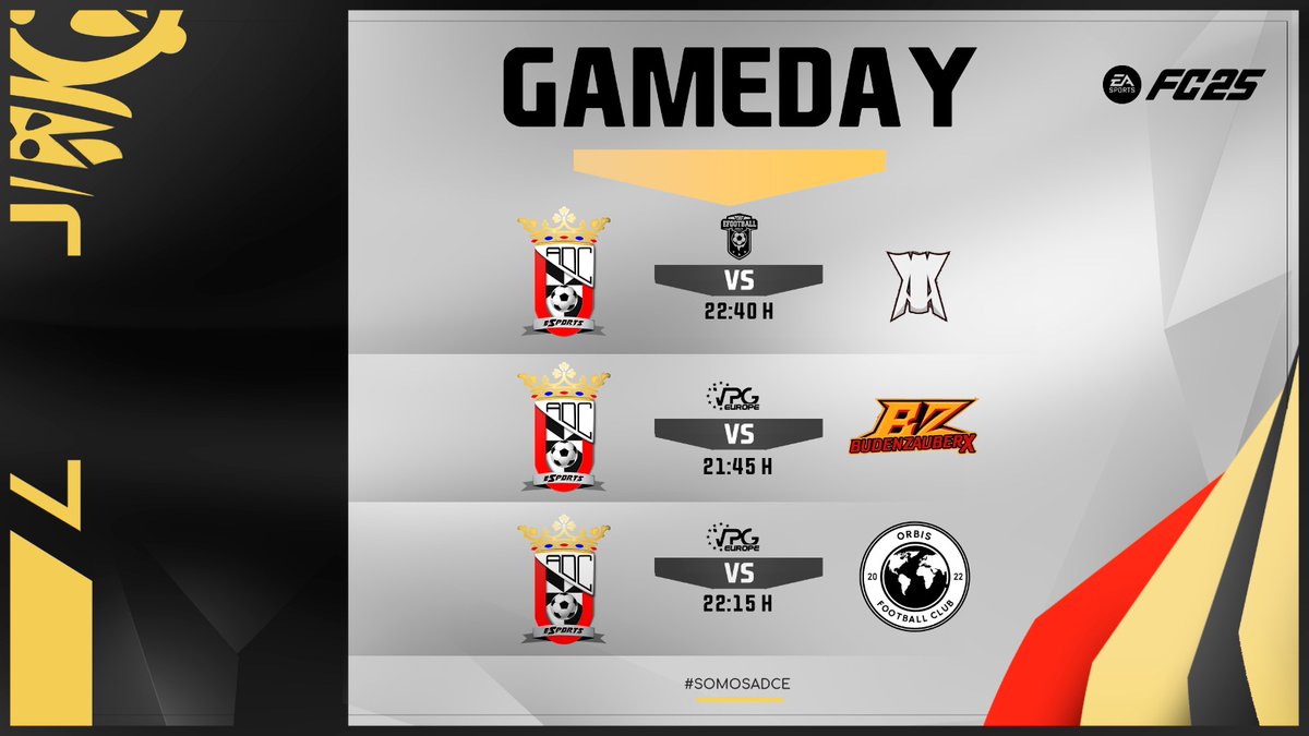 ADCeuta Esports (@adceutaesports) on Twitter photo #MatchDay 11/11/2024
Día de estreno en <a href="/PLGeFootBall/">PLG España</a> y partidos importantes en europa 🌍
🏆 <a href="/VPGPremier/">VPG Esports Premier</a>
🏟️ <a href="/ADCeutaEsports/">ADCeuta Esports</a> 🇪🇸 🆚 <a href="/XBudenzauberx/">Budenzauber x</a> 🇩🇪 / <a href="/orbisfifa/">ORBIS</a> 🏴
⏰ 21:45h/22:15h
🏆 <a href="/PLGeFootBall/">PLG España</a>
🏟️ <a href="/ADCeutaEsports/">ADCeuta Esports</a> 🇪🇸 🆚 <a href="/eSportsVAY/">VAY eSports</a> 🇪🇸
⏰ 22:40h
#SomosADCE
<a href="/ADCeuta_FC/">AD CEUTA FC</a> #MatchDay 11/11/2024
Día de estreno en <a href="/PLGeFootBall/">PLG España</a> y partidos importantes en europa 🌍
🏆 <a href="/VPGPremier/">VPG Esports Premier</a>
🏟️ <a href="/ADCeutaEsports/">ADCeuta Esports</a> 🇪🇸 🆚 <a href="/XBudenzauberx/">Budenzauber x</a> 🇩🇪 / <a href="/orbisfifa/">ORBIS</a> 🏴
⏰ 21:45h/22:15h
🏆 <a href="/PLGeFootBall/">PLG España</a>
🏟️ <a href="/ADCeutaEsports/">ADCeuta Esports</a> 🇪🇸 🆚 <a href="/eSportsVAY/">VAY eSports</a> 🇪🇸
⏰ 22:40h
#SomosADCE
<a href="/ADCeuta_FC/">AD CEUTA FC</a>