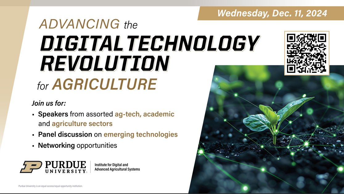 Advancing Digital Technology Revolution

Join the Institute for Digital and Advanced Agricultural Systems (IDAAS) for an engaging event that explores the intersection of digital technology and agriculture. 

Visit ag.purdue.edu/idaas/events/a… to register.

#DigitalAg #AgTech